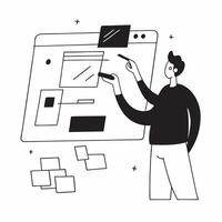 Creative director reviewing glossy digital designs in a flexible workspace concept as Camera movement Zoom into the screen showing high resolution design mockups Scene A creative pure vector