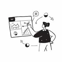 Creative director presenting concepts in a glossy virtual meeting concept as Camera movement Pan across the screen showing vibrant creative concepts with a glossy polished interfac pure vector
