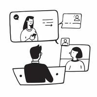 Customer support representative assisting clients in a glossy virtual meeting concept as Camera movement Zoom into the representative screen showing customer inquiries with a gloss pure vector