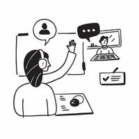Customer support representative in a glossy flexible workspace concept as Camera movement Pan across the representative workspace during a customer call Scene A professional and o pure vector