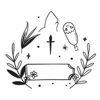 Cross and Marigold Petal Border with Copy Space concept as A minimalistic border frame featuring a cross on the top left and a marigold petal on the bottom right with ample copy sp pure vector