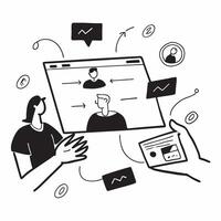 Customer service representative assisting clients in a glossy virtual workspace concept as Camera movement Pan across the screen showing customer inquiries and responses Scene A p pure Set 2 vector