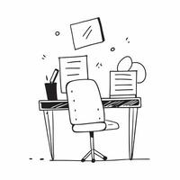 Desk and chair with Comfort Matters text isolated on white background concept as Camera movement Focus on the desk and chair emphasizing ergonomic design Scene Minimalist setup wi pure vector