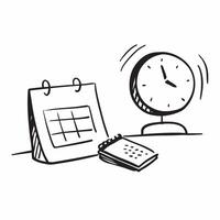 Desk Clock and Calendar Isolated concept as A image of a desk clock and a calendar isolated on a white background Ideal for illustrating time management and organization in pure Set 5 vector