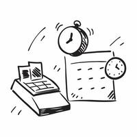 Desk Clock and Calendar Isolated concept as A image of a desk clock and a calendar isolated on a white background Ideal for illustrating time management and organization in pure Set 4 vector