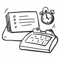 Desk Clock and Calendar Isolated concept as A image of a desk clock and a calendar isolated on a white background Ideal for illustrating time management and organization in pure Set 3 vector