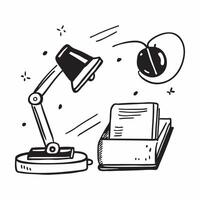 Desk lamp and notepad with Productivity Booster text isolated on white background concept as Camera movement Highlight the desk lamp and notepad with clear focus on the text Scene pure Set 2 vector