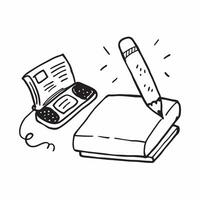 Desk Phone and Notepad Isolated concept as A image featuring a desk phone and a notepad isolated on a white background Ideal for illustrating communication and note taking pure Set 7 vector