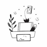 Desk Plant and Picture Frame Isolated concept as A image featuring a desk plant and a picture frame isolated on a white background Ideal for adding a personal and natural t pure Set 7 vector