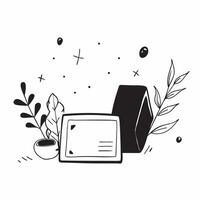 Desk Plant and Picture Frame Isolated concept as A image featuring a desk plant and a picture frame isolated on a white background Ideal for adding a personal and natural t pure Set 5 vector