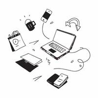 Desk Setup with Abstract Glossy Accessories concept as A desk setup with a glossy abstract laptop and accessories highlighting a clean and organized remote work environment Camera pure Set 3 vector