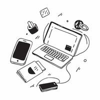Desk Setup with Abstract Glossy Accessories concept as A desk setup with a glossy abstract laptop and accessories highlighting a clean and organized remote work environment Camera pure vector