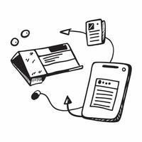 Desktop and Phone with Remote Work Text concept as A desktop and phone with Remote Work text on a white background highlighting the essentials for remote work Camera angle capture pure vector