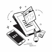 Desktop and Phone with Remote Work Text concept as A desktop and phone with Remote Work text on a white background highlighting the essentials for remote work Camera angle capture pure Set 4 vector