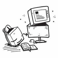 Desktop Computer and Chair Isolated concept as A image of a desktop computer and an ergonomic chair isolated on a white background Great for depicting a tech savvy and comf pure Set 2 vector