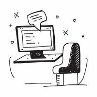 Desktop Computer and Chair Isolated concept as A image of a desktop computer and an ergonomic chair isolated on a white background Great for depicting a tech savvy and comf pure Set 6 vector