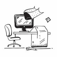 Desktop Computer and Chair Isolated concept as A image of a desktop computer and an ergonomic chair isolated on a white background Great for depicting a tech savvy and comf pure Set 8 vector