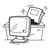 Desktop Computer and Chair Isolated concept as A image of a desktop computer and an ergonomic chair isolated on a white background Great for depicting a tech savvy and comf pure Set 4 vector