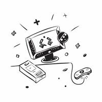 Desktop computer with holographic gaming interface and Game On text with copy space concept as Camera movement Pan across the desktop screen displaying a holographic gaming interfa pure Set 2 vector