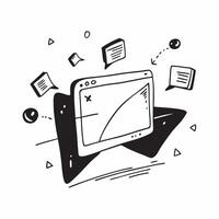 Desktop monitor with holographic notifications surrounding it concept as A desktop monitor is set against a white background surrounded by floating holographic notifications The s pure vector