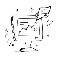 Desktop Monitor with Holographic Sales Graph concept as Horizontal shot of a desktop monitor on a white background with a glowing holographic sales graph floating above the screen pure vector