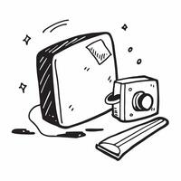Desktop Speaker and Notebook Isolated concept as A image of a desktop speaker and a notebook isolated on a white background Perfect for representing a tech forward and crea pure Set 8 vector