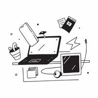 Digital Art with Glossy Home Office Desk Setup concept as A photo featuring a digital art background with a glossy home office desk setup The image focuses on the desk showcasing pure Set 2 vector