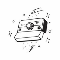 Digital camera with holographic settings display copy space at the top concept as A close up shot of a digital camera with a holographic settings display floating above the screen pure vector