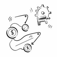 Digital Gears and Money Symbol concept as A minimalistic abstract combining digital gears with a money symbol symbolizing the automation of cost management in technology Th pure vector