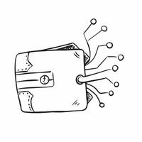 Digital Wallet with Circuit Path concept as A illustration of a digital wallet with circuit paths leading to a dollar icon representing the secure flow of financial transact pure vector