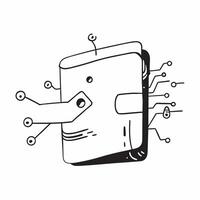 Digital Wallet and Circuit Pathways concept as An abstract featuring a digital wallet with circuit pathways representing the integration of AI driven finance and cost manage pure vector