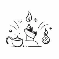 Diwali pooja items and Sacred Diwali text isolated on white background concept as Camera movement Zoom into the pooja items and text Scene Isolated white background with vibrant a pure Set 2 vector