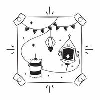 Diwali lanterns and Festival of Lights text with copy space border frame concept as Camera movement Zoom into the lanterns and text Scene Border frame with vibrant glowing lantern pure vector
