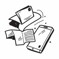 E Reader and Notebook Isolated concept as A modern isolated of an e reader and notebook on a white background symbolizing digital reading and note taking in online ed pure vector