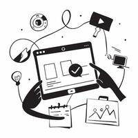 Event planner coordinating in a glossy abstract virtual meeting concept as Camera movement Pan across the screen showing event planning tools with a glossy abstract interface Scen pure vector
