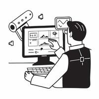 Engineer using CAD software in a glossy flexible workspace concept as Camera movement Pan across the engineer screen as they work on a CAD design Scene A high tech and professiona pure Set 2 vector