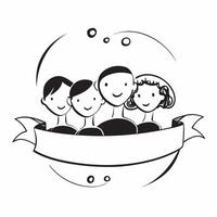 Family Diversity Frame with Togetherness Text concept as A sleek border frame with diverse family silhouettes on opposite corners leaving ample copy space in the center The word T pure vector