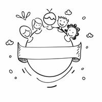 Family Diversity Globe Frame with Global Text concept as A border frame with a globe symbol and diverse family icons on each side with the word Global subtly placed at the top The pure vector