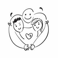 Family Diversity Heart with Compassion Text concept as An isolated of a heart with diverse family members accompanied by the word Compassion in a warm inviting font This de pure vector