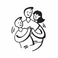 Family Embrace with Support Text concept as A sleek isolated of diverse family members embracing each other with the word Support in a bold strong font This image emphasize pure vector