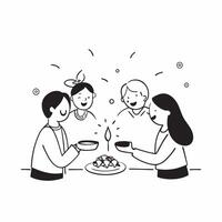 Family enjoying Diwali feast with glossy effects concept as Camera movement Pan across the family members enjoying the feast Scene Glossy warm background with festive decorations pure vector