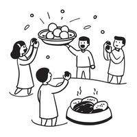 Family enjoying glossy sweets for Sharad Purnima concept as Camera movement Zoom into the family enjoying glossy sweets Scene Isolated dining area with vibrant sweets Detail Glos pure Set 2 vector