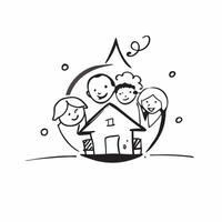 Family House with Home Text concept as An isolated of a family house with diverse family members accompanied by the word Home in a welcoming cozy font This design represent pure vector