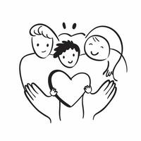 Family Heart with Compassion Text concept as Isolated of a heart symbol with diverse family members accompanied by the word Compassion in a warm inviting font This design r pure Set 2 vector