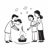 Family lighting diyas for Diwali with glossy effects concept as Camera movement Zoom into the family members lighting diyas Scene Glossy illuminated background with festive colors pure Set 2 vector