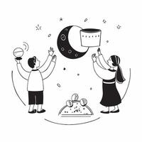 Family participating in glossy moon rituals for Sharad Purnima concept as Camera movement Zoom into the family participating in moon rituals Scene Isolated space with glossy eleme pure vector