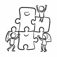Family Puzzle with Pieces Text concept as An isolated of puzzle pieces with diverse family members accompanied by the word Pieces in a playful font This design highlights t pure vector