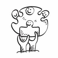Family Puzzle Pieces with Connection Text concept as A minimalist isolated of puzzle pieces with diverse family members with the word Connection in a sleek modern font This pure vector