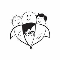 Family Umbrella with Safety Text concept as Isolated of an umbrella with diverse family members accompanied by the word Safety in a strong font This image represents the pr pure vector