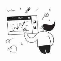 Financial analyst presenting data in a glossy abstract virtual meeting concept as Camera movement Zoom into the screen showing detailed financial data with a glossy abstract backgr pure vector